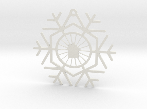 Bike & Build Snowflake  in White Natural Versatile Plastic