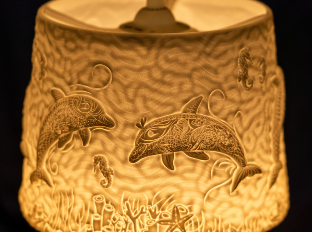 Dolphin Lampshade in White Natural Versatile Plastic