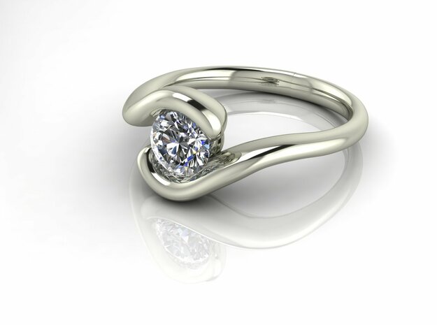 Tension setting solitaire 2 NO STONES SUPPLIED in Fine Detail Polished Silver