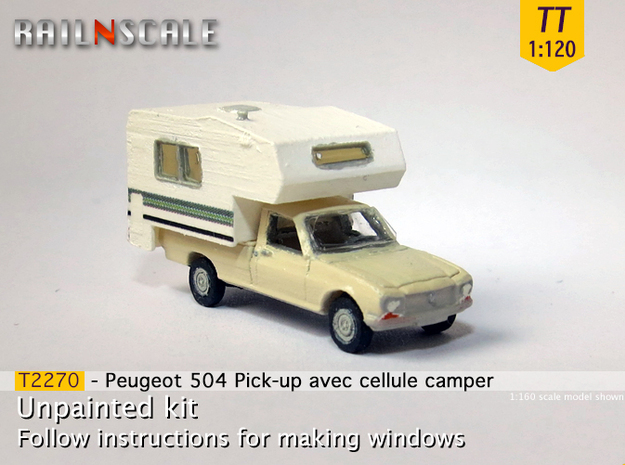 Peugeot 504 Pick-up avec cellule camper (TT 1:120) in Tan Fine Detail Plastic