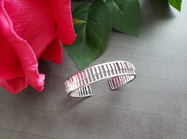 Piano Bracelet in Rhodium Plated Brass: Small