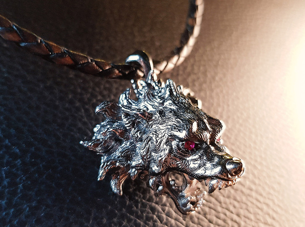 Savage Wolf  Pendant in Antique Silver