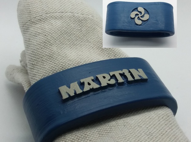 MARTIN 3D Napkin Ring with lauburu in White Natural Versatile Plastic