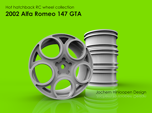 2002 Alfa Romeo 147 GTA 1/10 RC wheel in White Natural Versatile Plastic