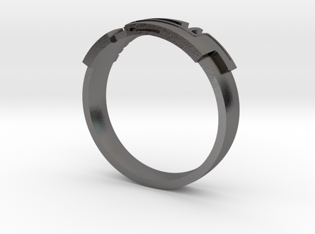 Digital Ring Male in Polished Nickel Steel