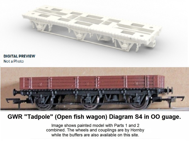GWR Tadpole Diag. S4, Part 1 Chassis in White Processed Versatile Plastic