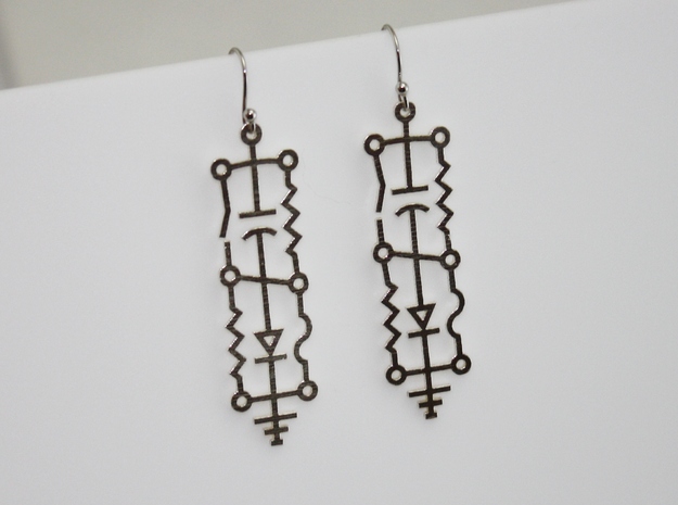Electrical Circuit Earrings in Natural Silver