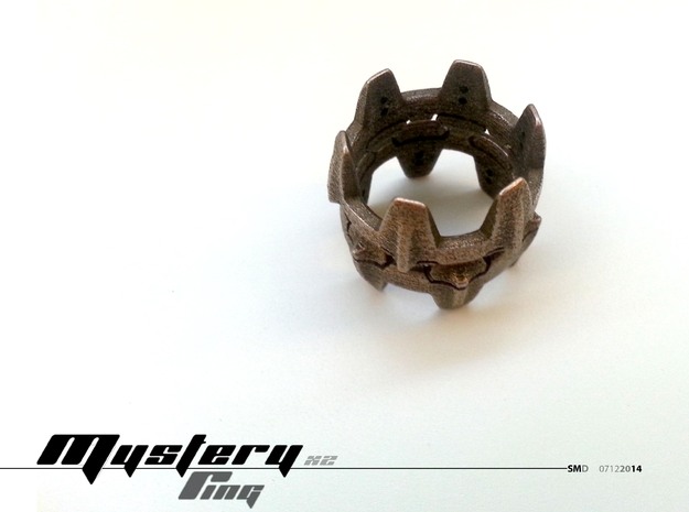 Mystery Ring (19 mm opening) in Polished Bronzed Silver Steel