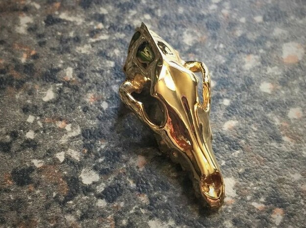 Dog Skull Pendant in 18k Gold Plated Brass