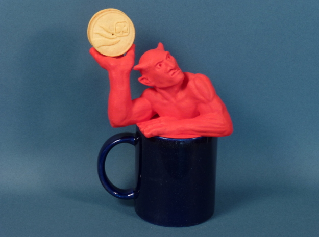 Coffee mug-sized golf ball devil  in Red Processed Versatile Plastic