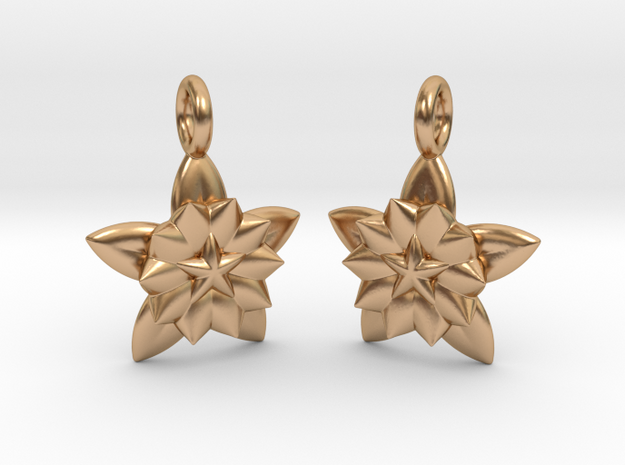 Flower Earrings in Polished Bronze