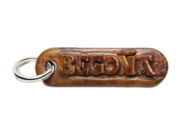 BEGOÑA Personalized keychain embossed letters in White Natural Versatile Plastic