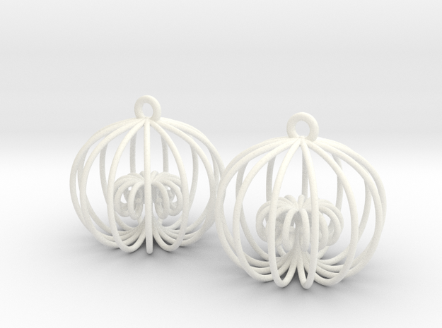 Golden Ratio Cage Earings  --mk1 in White Processed Versatile Plastic