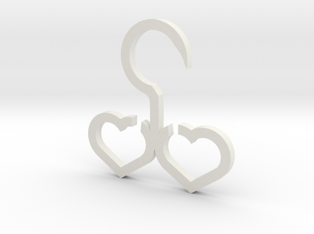 Heart Hanger for bars and scarves in White Natural Versatile Plastic