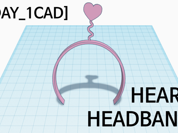 [1DAY_1CAD] HEART HEADBAND in Pink Processed Versatile Plastic