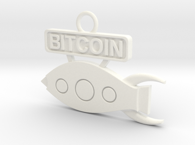 Bitcoin - Rocket To The Moon - v1 in White Processed Versatile Plastic