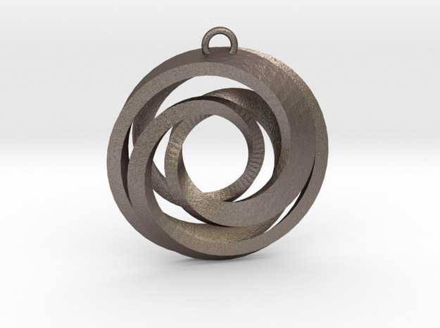 Geometrical pendant no.22 in Polished Bronzed-Silver Steel