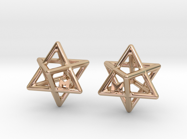 MILOSAURUS Tetrahedral 3D Star of David Earrings in 14k Rose Gold