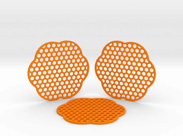 Grid Coasters in Orange Processed Versatile Plastic