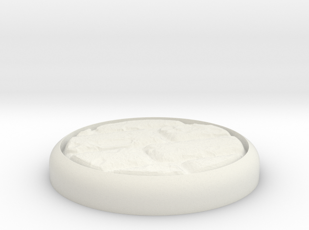 Cobblestone 1" Circular Miniature Base Plate in White Natural Versatile Plastic