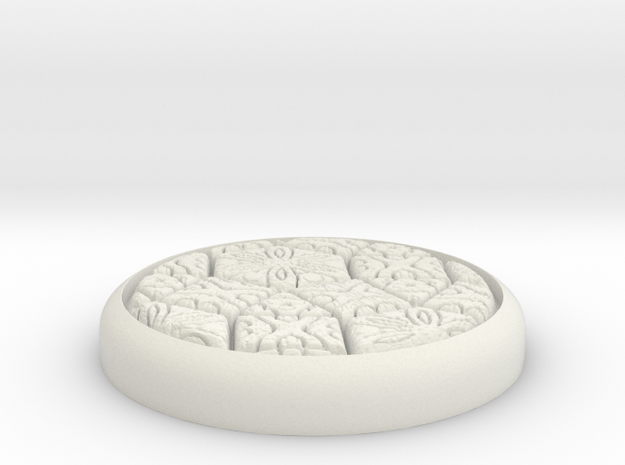 Fancy 1" Circular Miniature Base Plate in White Natural Versatile Plastic