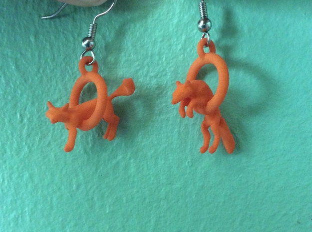 Fox Earrings in Orange Processed Versatile Plastic