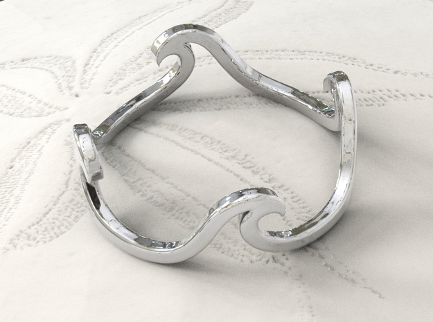 Wave Ring In Solid Sterling Silver in Polished Silver: 4 / 46.5