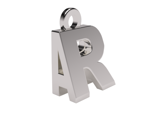 3D Dual Initial Letter Pendant - RA in Polished Gold Steel