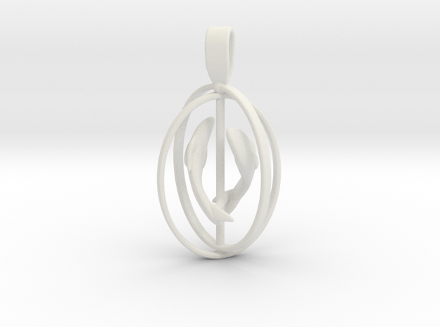 Pisces Birthsign pendant  in White Natural Versatile Plastic