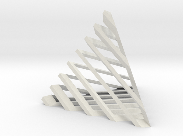 Striped tetrahedron no. 1 in White Natural Versatile Plastic