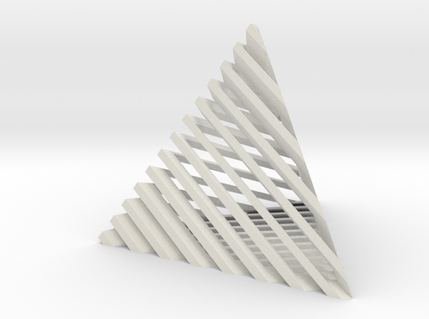 Striped tetrahedron no. 2 in White Natural Versatile Plastic