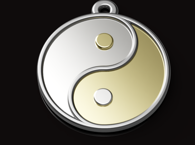 Engraveable Chinese Ying Yang Pendant  ~mk 2~ in Polished Silver