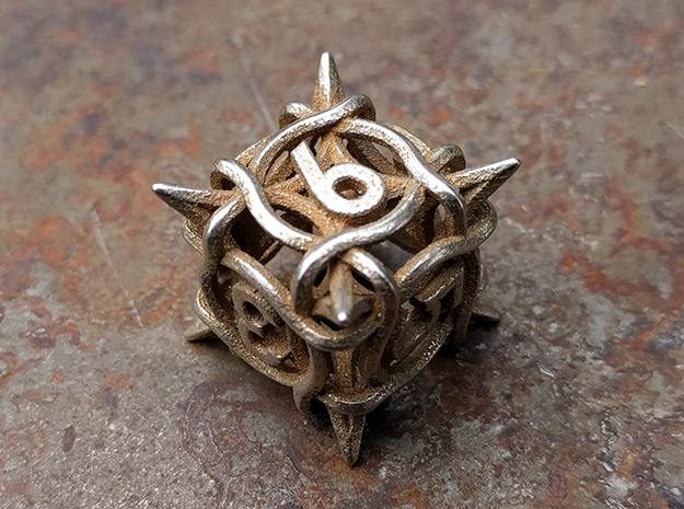 Thorn d6 V2 in Polished Bronzed-Silver Steel