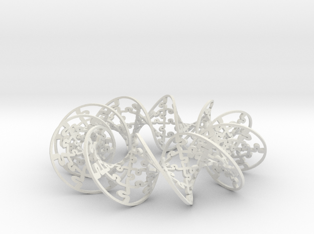 Jigsaw Helicoid Circle in White Natural Versatile Plastic