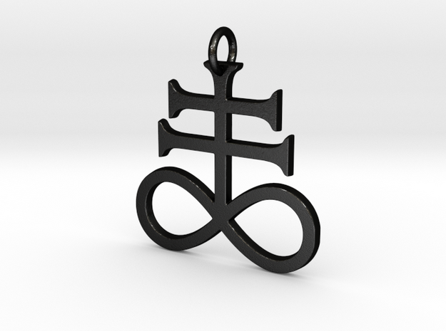 Leviathan Cross Pendant in Matte Black Steel