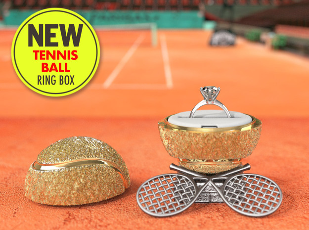 Tennis Ball Ring Box - Sports Engagement Ring Box in Yellow Processed Versatile Plastic