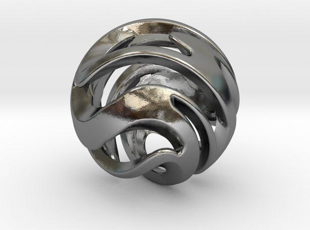 Spiral Sphere Pendent in Polished Silver