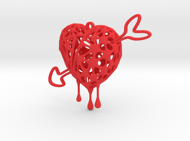 Arrow In the Heart Earring (Medium001) in Red Processed Versatile Plastic