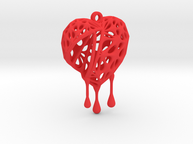 Open Heart Earring (Small001) in Red Processed Versatile Plastic