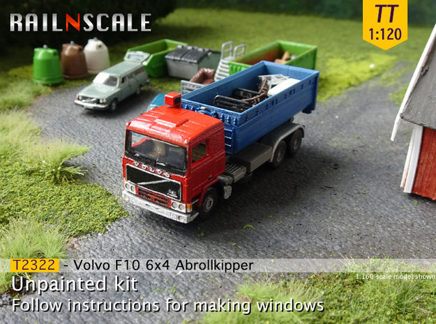 Volvo F10 6x4 Abrollkipper mit Abrollcontainer TT in Tan Fine Detail Plastic