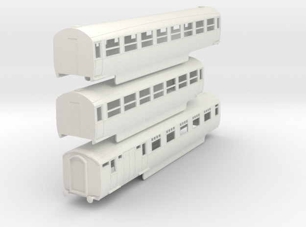 0-87-lner-silver-jubilee-E-F-G-triplet-coach in White Natural Versatile Plastic