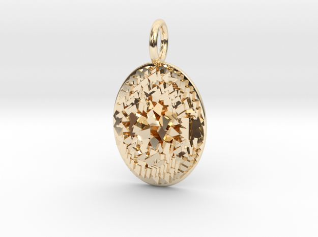 CRYSTAL NUGGET COIN PENDANT  in 14k Gold Plated Brass