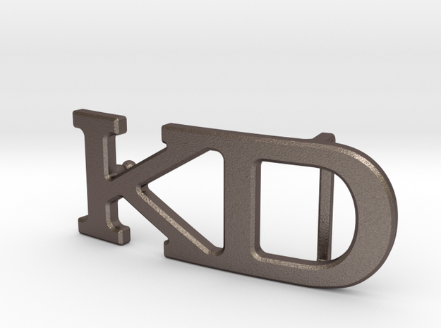 Custom Monogram Belt Buckle - KD in Polished Bronzed-Silver Steel