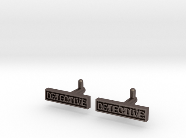 Detective Cufflinks (Style 2) REVISED in Polished Bronzed Silver Steel
