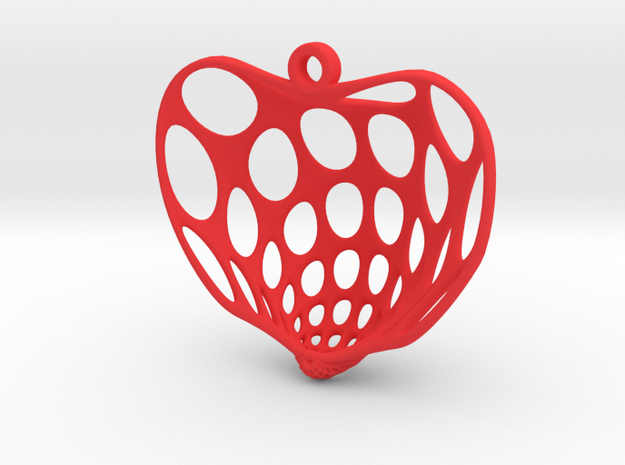 Cornucopia Surface Heart Earring (001) in Red Processed Versatile Plastic