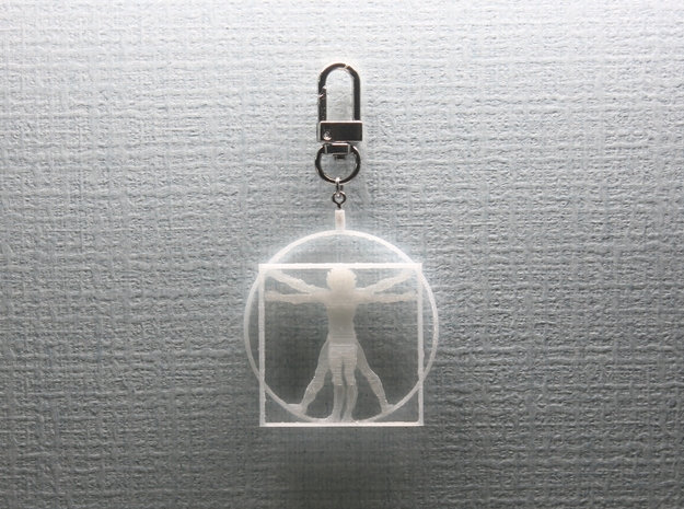 Vitruvian Man Keychain Accessory  in White Natural Versatile Plastic