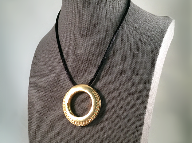 Spiral Ring Pendant in Natural Brass