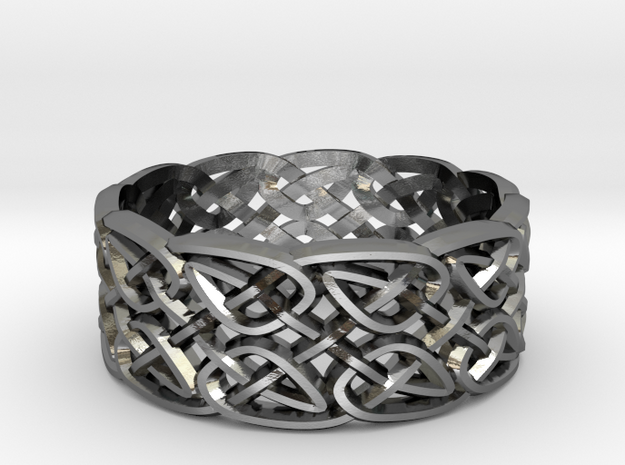 Two-Leaf Celtic Knot Ring in Polished Silver: 7 / 54