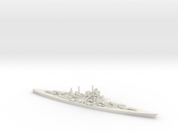 German Battleship Bismarck in White Natural Versatile Plastic