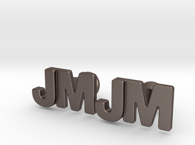 Monogram Cufflinks JM in Polished Bronzed-Silver Steel